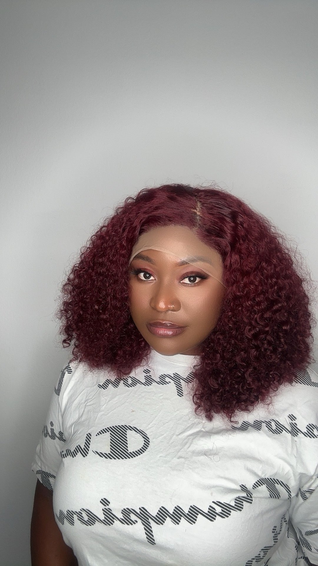 14 inches SDD 13x4 Frontal Burgundy Pixie Curls Virgin Hair Wig - Helens Couture