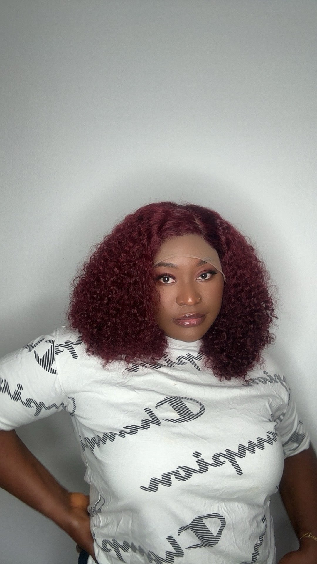 14 inches SDD 13x4 Frontal Burgundy Pixie Curls Virgin Hair Wig - Helens Couture