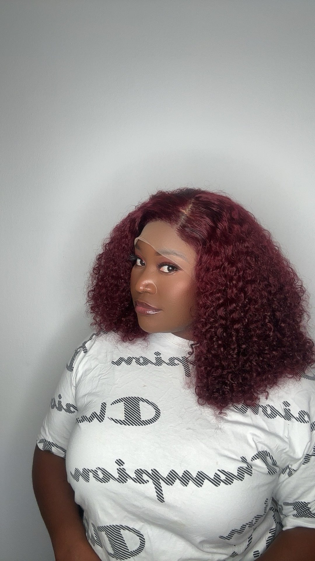 14 inches SDD 13x4 Frontal Burgundy Pixie Curls Virgin Hair Wig - Helens Couture