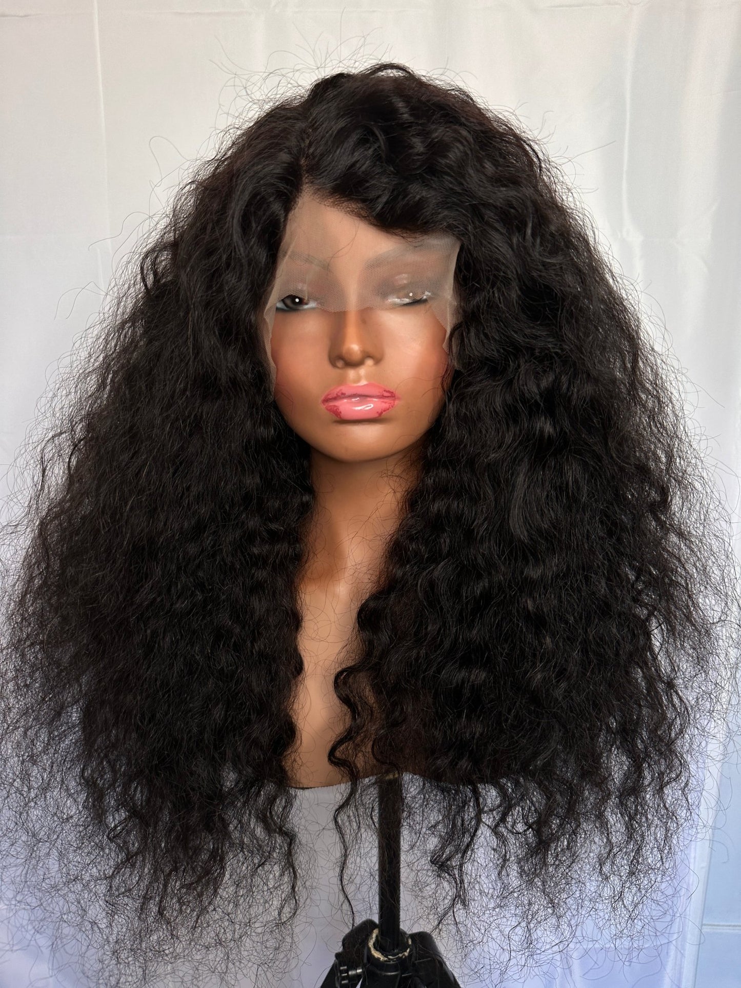 24 inches Full Lace Black Water Wave Human Hair Wig - Helens Couture