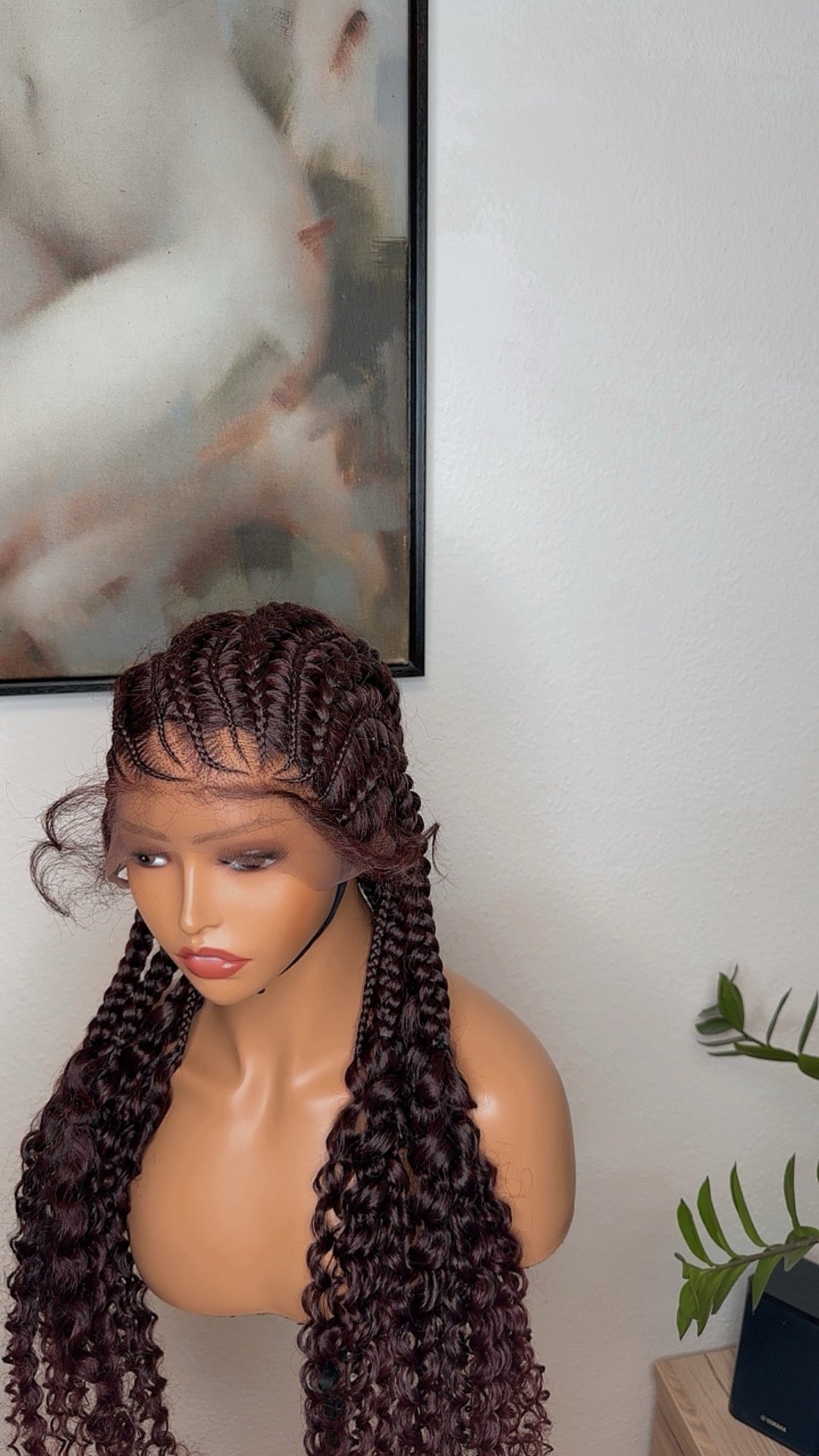 32 inches Burgundy Weaving Braid Synthetic Hair Wig - Helens Couture