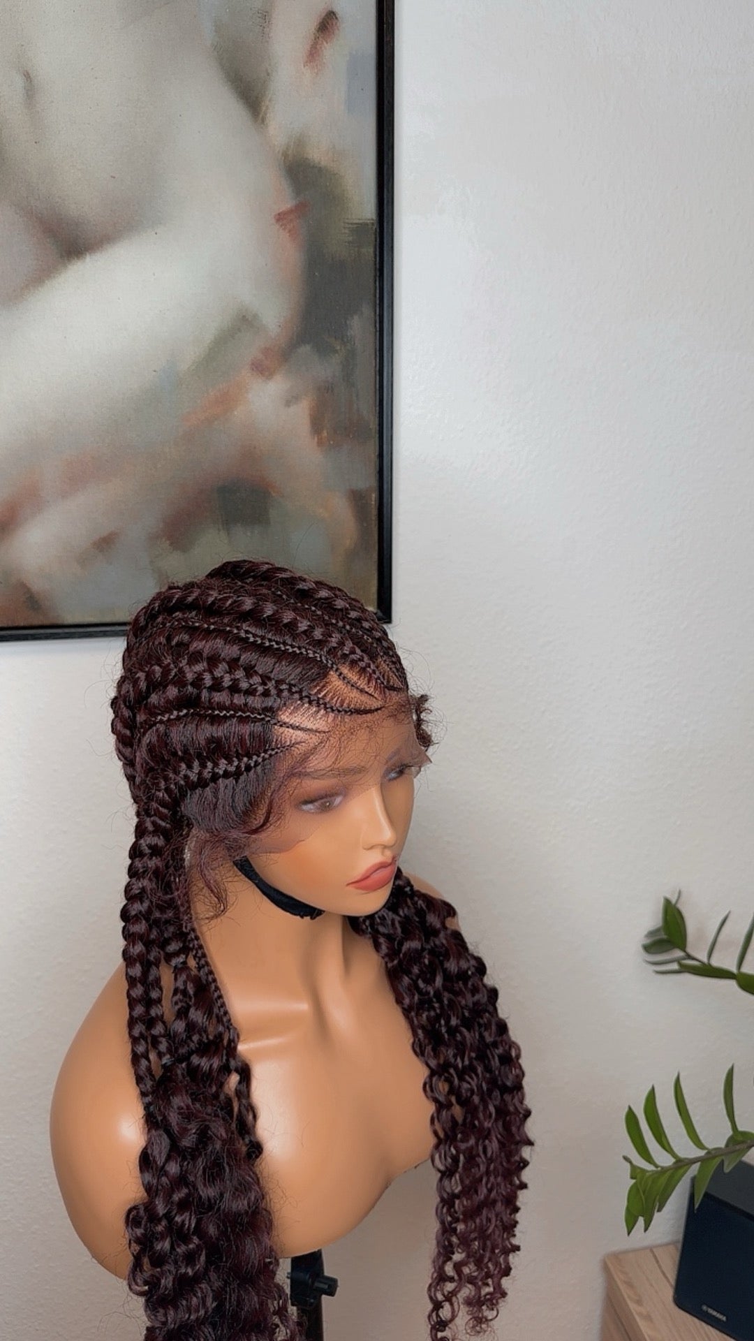 32 inches Burgundy Weaving Braid Synthetic Hair Wig - Helens Couture