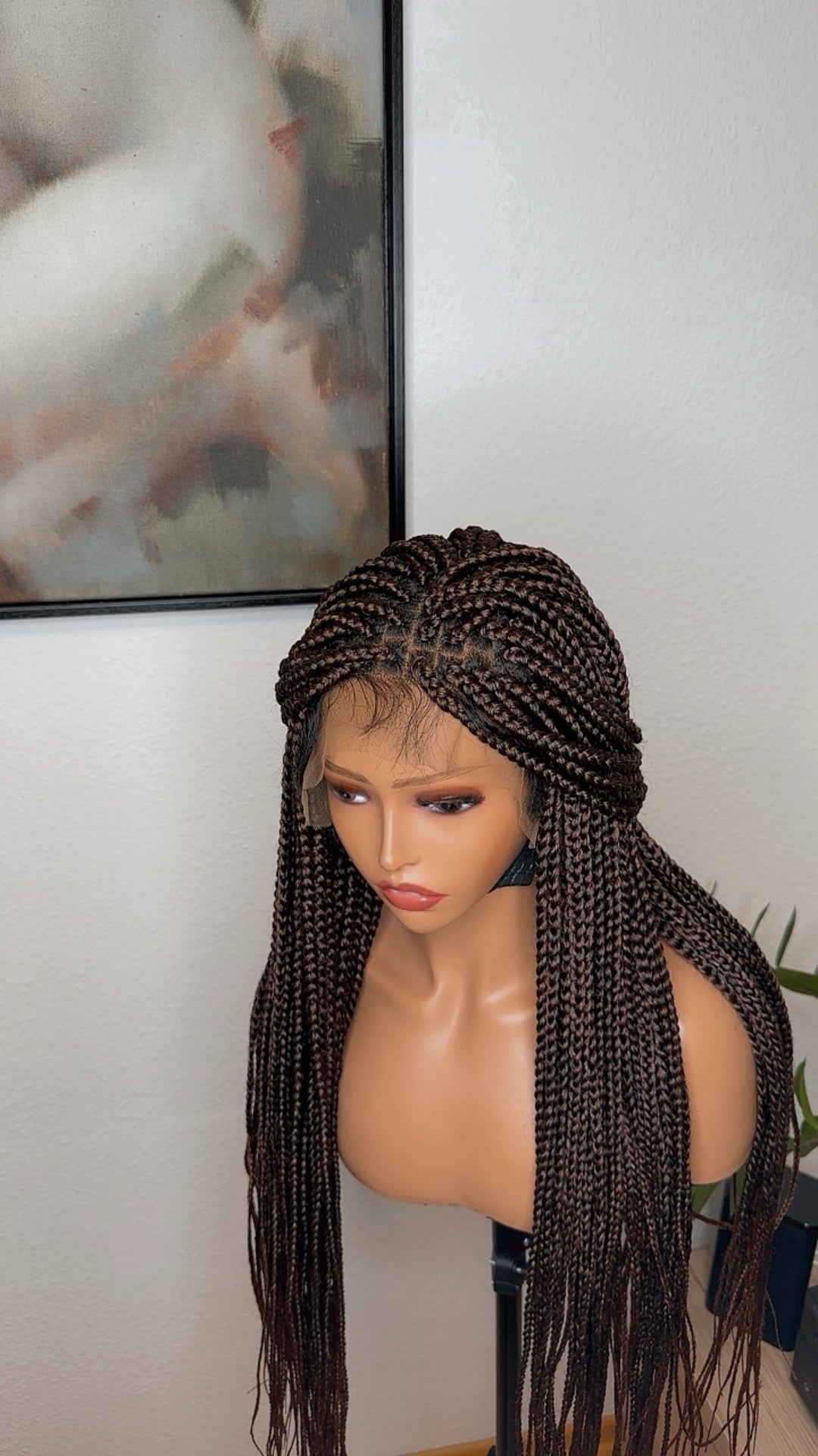 32 inches Full Lace Auburn Box Braid Synthetic Hair Wig - Helens Couture