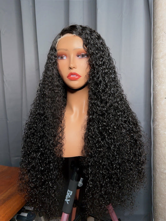 30 inches SDD 13x4 Closure Black Kinky Curls Virgin Hair Wig